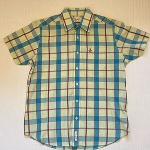 Penguin green plaid short sleeve shirt size medium.